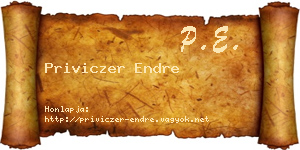 Priviczer Endre névjegykártya